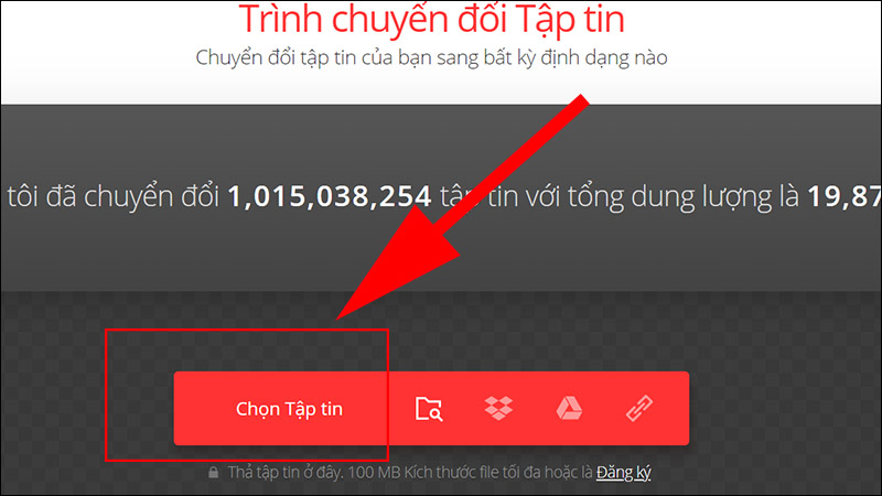 Chọn Tập tin để tải file lên